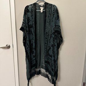 Free People NWOT Jade Nightbird Burnout Velvet Kimono Women's One Size O/S